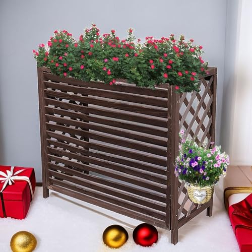HRXQ Blumenständer Holz Klimaanlage Abdeckung Zaun Bildschirm Zu Verbergen Air Conditioner Heizkörper Abdeckung Für Outdoor-sichtschutzzaun (Size : Small)