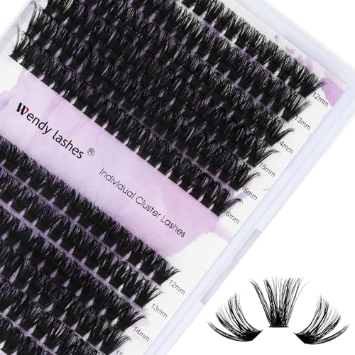 Einzeln Wimpern 240 Pcs Individuelle Wimpern 60P+80P DIY Cluster Wimpern D Curl Mix 12-16mm Einzelclusterwimpern DIY Wimpernbüschel für Wimpernverlängerung zu Hause(60P+80P-0.07-D-MIX12-16)