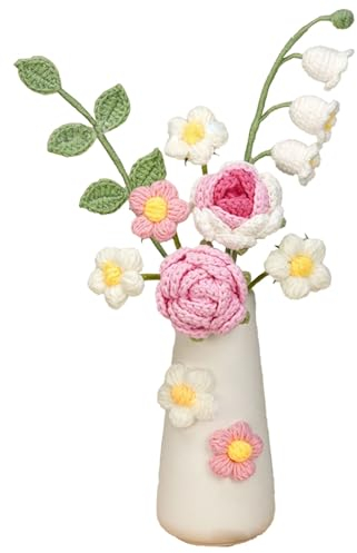 Bouquet di Fiori Lavorato a Maglia All'uncinetto, Set di Vasi di Fiori Artificiali Lavorati a Maglia con Fiori di Lana, Fiore Lavorato a Maglia All'uncinetto Fiore Lavorato a Maglia con Vaso,(#4)