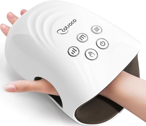 cotsoco Masajeadores de Manos Eléctricos, Masajeador de Manos Inalámbrico, Masajeador con Compresión y Calentamiento, el Mejor Regalo para Familiares y Amigos, Blanco.