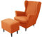 SUIOPPYUW 3 teiliger Ohrensessel und Ottoman Hocker, geschützt mit Bezugsset. Ohrensessel Bezug aus Polyester und Ottoman Hocker Bezug, orange