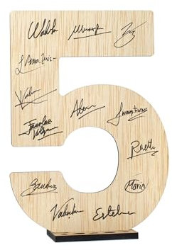 CONTRAXT Hölzerne Zahl 5 Tischdeko Gästebuch Alternative zum Geburtstag & Jubiläum Originelle Geschenkidee für Männer Frauen & Freunde