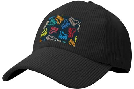 ALZVULG Leuchtend Bunte Schlittschuhe, Cord-Baseballkappe, verstellbar, Klassische Papa-Hüte, Trucker-Hüte