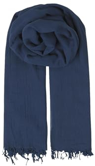 Becksöndergaard Schal Tuch Damen Solid Ilona in Blau (Classic Navy) - Weicher Damenschal Einfarbig 100x200 cm Baumwolle - 612100-200