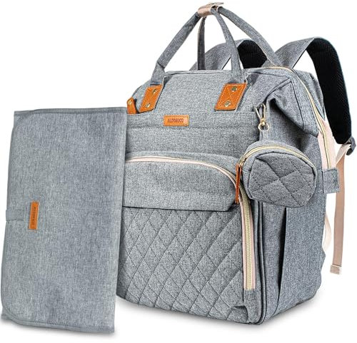 Sac à Dos à Langer Grande Capacité - Matelas à langer, Sac à Langer bébé Sac de Maternité Portable Imperméable Sac de Voyage bébé avec Porte tétine et 2 Crochet de Poussette pour Maman ou Papa