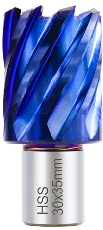 BALUGAEA HSS Kernbohrer 30 mm Schneiddurchmesser, 19 mm Weldonschaft, 35 mm Schnitttiefe, Kernbohrer für Magnetbohrmaschinen, Nano-Blau-Beschichtung