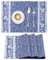 JEMIDI 4er Set Tischset mit Blumenmuster - 4 Tischsets aus Baumwolle - 4X Boho Platzdeckchen Platzset aus Stoff Floral Design - Tisch Sets Platzsets Placemats - Blau