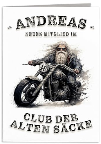 Geburtstagskarte Motorrad Club der alten Säcke 40. Geburtstag Geschenk Karte für Biker personalisiert lustiges Geburtstagsgeschenk Klappkarte mit Umschlag 10,5 x 14,8 cm