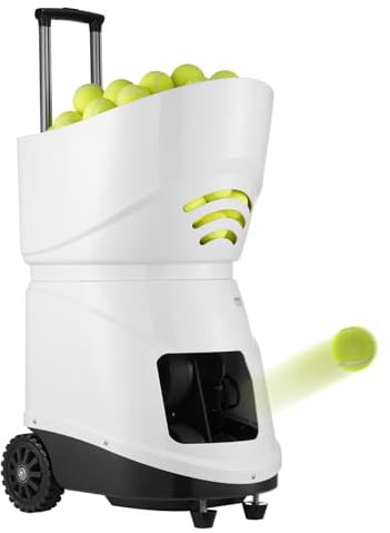 VEVOR Machine à balles de Tennis, 150 balles, Lanceur Automatique de balles de Tennis Portable, perceuses multimodes à 5 Moteurs, 2 Heures de Jeu, Batterie Rechargeable, télécommande Via Application
