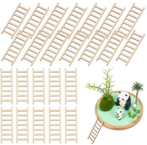 NBEADS 120 pz Scala In Legno In Miniatura, Mini Scala A Pioli In Legno Scala In Legno Grezzo Scala Da Giardino Accessorio Fai Da Te per Mini Accessori per La Casa, Mobili Da Fata, Scala