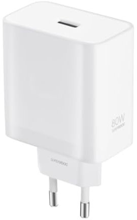 Carica Batterie Rapido Potente da 80W SuperVooc per Oppo Reno 8 9 10 11 12 Pro Pro+ FInd X3 X5 Lite Pro con Ingresso Usb Sostituisce Originale Caricatore Bianco