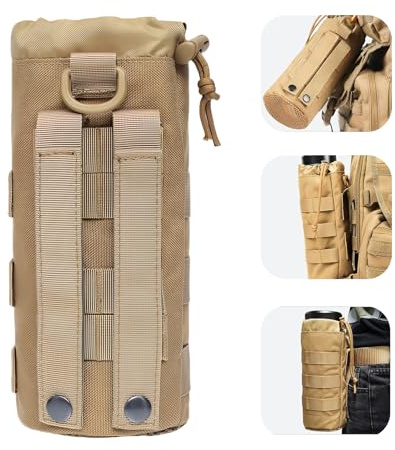 Yuqili Poche Bouteille Molle Pochette Tactique Bouteille d'eau Militaire | Molle Poches Sac Dos Randonnée Porte Gourde Tactique Réglable Porte Étanche avec Cordon Serrage pour Camping Randonnée(Jaune)