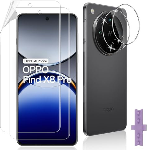 Datree 2 Piezas Protector de Pantalla para OPPO Find X8 Pro, 2 Piezas Protector de Lente de Cámara,Alta Definicion,Anti-Arañazos Screen Protector,Protector hidrogel TPU