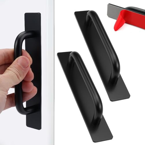 Maniglie Autoadesive Mobili in Alluminio, 25 x 147mm Maniglie Autoadesive per Mobili, Nero Porta Maniglia Istantanea Adesiva, Senza Trapano Per Armadi, Cucine, Camere da Letto, Porte Scorrevoli