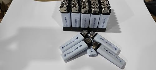 Artículos publicitarios - Merchandising - 50 Encendedores Personalizados - Regalos de Empresa - Detalles de Boda - Mecheros Personalizados Blancos (Blancos)
