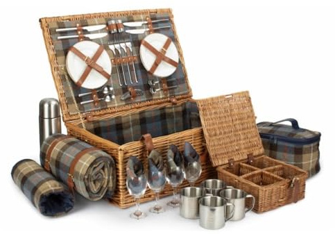 Red Hamper Deluxe Ravenstor Picknickkorb aus Weidengeflecht für 4 Personen