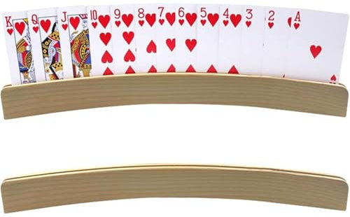 RODISHOMM Lot de 2 porte-cartes en bois (33 cm) pour enfants et adultes, porte-cartes à jouer et porte-cartes