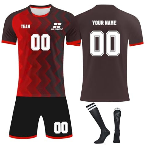Generisch Individuell Fußballtrikots 3 Teiliges Sets, personalisierte Fußball Trikots für Erwachsene und Kinder, Customisation Geschenke