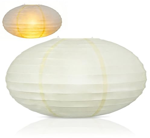 SEWACC Papierlaternen-Lampenschirm Oval Hängelampenschirm Aus Faltbarem Papier Ersatzlampenschirm Für Zuhause Party Und Hochzeit 15.74 X 15.74 X 8.66 in