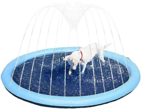 Dog Pool Paddling Pool,Foldable Sprinkle And Splash Water Play Mat,Fun Backyard Fountain Play Mat For Dogs, T-oddlers & Backyard Fun