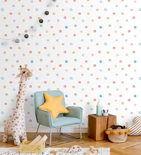 GAULAN 683275 - Vliestapete, Abwaschbar. Kindertapete mit aquarellierten Punkten für Kinderzimmer Jugendzimmer Mädchenzimmer Mädchenzimmer Babyzimmer Studio - Rolle 10 m x 0,53 m