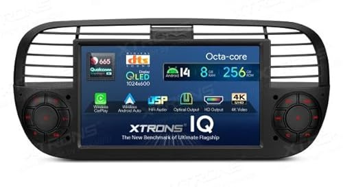 Autoradio GPS XTRONS IQ7450FLBP für Fiat 500 Android 14 Wi-Fi 4G Carplay Android Auto Snapdragon 8GB + 256GB