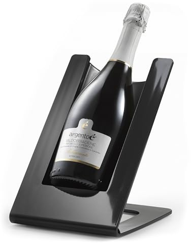 argentoè Gelette Enfriador de Botellas de Vino - Soporte Refrigerante y Glacette Térmica de Mesa - Expositor para Cava y Champagne Sin Hielo - Diseño Made in Italy (Negro)
