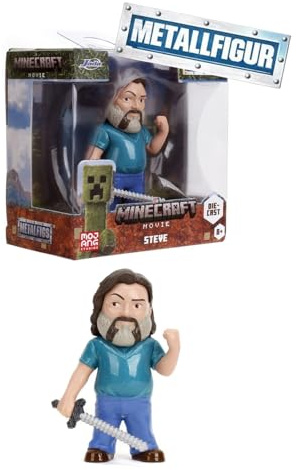 Jada Toys Minecraft Filmfigur (1 styck) – 1 samlarfigur av metall (Steve) för fans och barn från 8 år, 6,5 cm