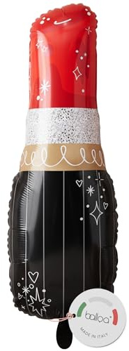 balloa Folienballon XXL Lippenstift, Helium Ballon Beauty Party Deko, Luftballon Geburtstag Frauen, Geschenkidee Junggesellinnenabschied, Make-up Party Deko Schwarz Gold Rot Pink Glamour Ballon, 71cm