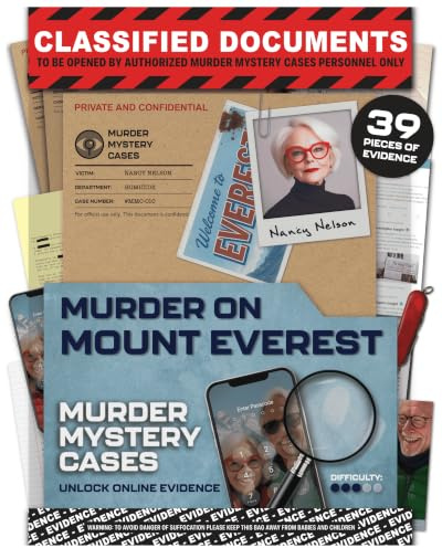 Lucky Egg MMC Murder on Mount Everest – Hochhöhen-Murder-Mord-Rätselspiel für Erwachsene – 39 Beweisstücke, 2-3 Stunden Gameplay (Schwierigkeitsgrad 3/5) – Cold Case Files Spiel für 1+ Spieler