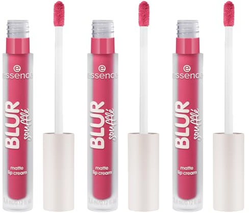 essence BLUR soufflé matte lip cream, Lippenstift, Nr. 04, Pink, matt, vegan, ölfrei, ohne Parabene, ohne Mikroplastikpartikel, 3er Pack (3x3.6ml)