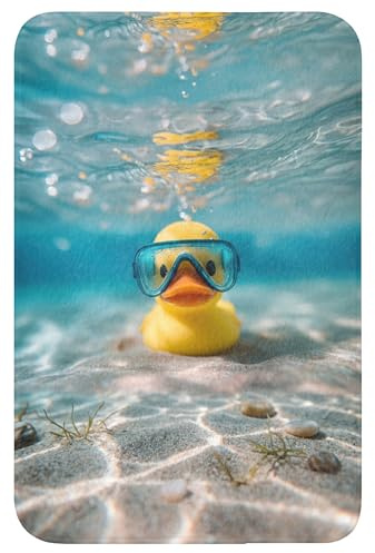 OnlyWow© Duschvorleger Badezimmer Deko Badematte rutschfest Bathroom | 40x60 cm - Rechteckig - Vorleger Badmatten Duschteppich Weichschaummatte Schwimmbrille - Ente - Wasser
