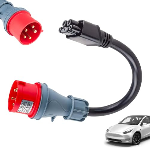Btstil CEE Adapter auf Kompatibel mit Tesla-Adapter 5 Pin 16A, 0,3 m Tragbares CEE Verlängerungskabel für Tesla Charger, IP44 Außeneinsatz