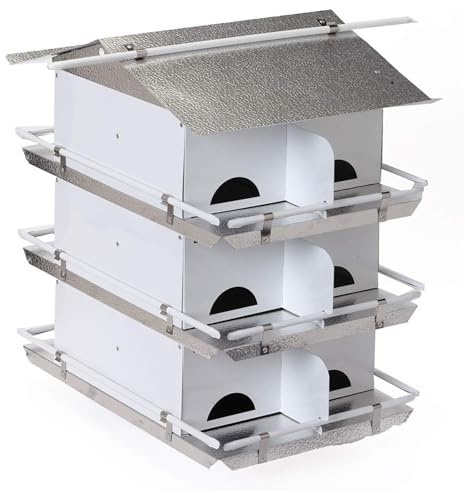 Birds Choice Premium Aluminum Purple Martin House – 12 Room, 3 Floor Birdhouse with Starling Resistant Entrance Holes, Ventilated Roof & Easy Cleaning, Unassembled– USA Made