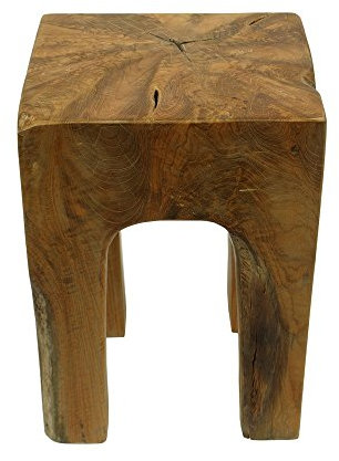 wohnfreuden Teakholz Hocker 4 eckig geschliffen ca. 29x29x40 cm Beistelltisch