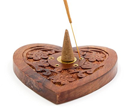 Edler Räucherkegelhalter Herz, Räucherstäbchenhalter aus Sheesham-Holz, zum Abbrennen von Räucherstäbchen und Räucherkegel, originelles Design