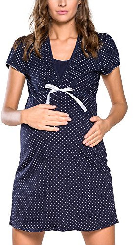 Italian Fashion Chemise de Nuit Allaitement | Pyjama Grossesse et Maternité | Pyjama Femme Enceinte pour la Maison et l’Hôpital | Tenue Maternité Accouchement avec Nœud S-XXL