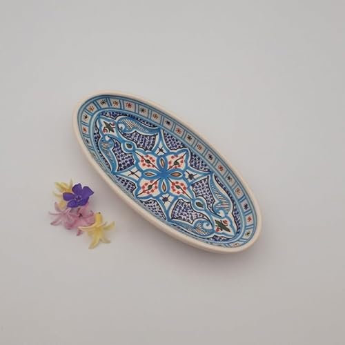 Plato ovalado marroquí, 30 cm, color turquesa