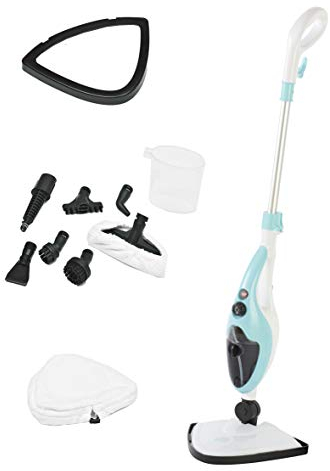 Neo ®, scopa a vapore 10 in 1, 1500 W, per pulire pavimenti, tappeti, finestre, vaporiera 119cm x 30cm x 9cm Blu