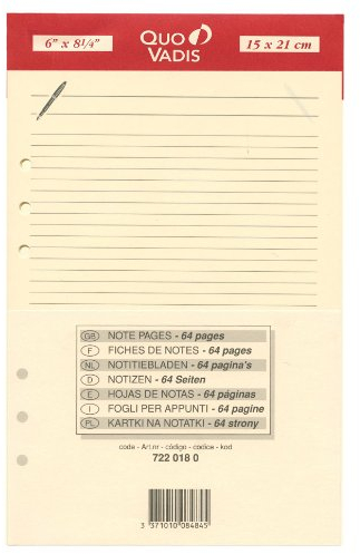 Quo Vadis Nachfüllpack für Organizer, Notizen, Timer 21, elfenbeinfarben, 15 x 21 cm