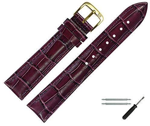 MARBURGER Uhrenarmband 14mm Damen Leder Alligator Prägung - Werkzeug Montage Set 14314