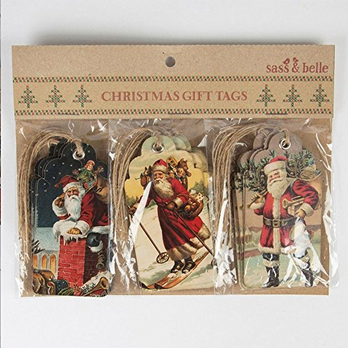 Sass und Belle Geschenkanhänger Weihnachten, mit Retro-Motiven, Vintage, 15 Stück