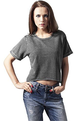 Ladies Cropped Burnout Short Sleeve Crew darkgrey S