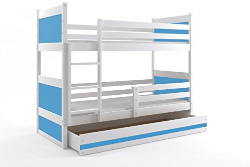 Etagenbett RICO für Kinder 160 x 80 weiß/blau + Matratzen gratis