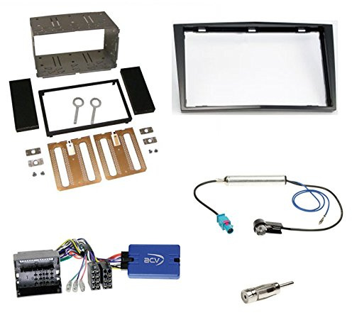 Einbauset: Doppel 2-DIN Blende Radioblende Piano schwarz + JVC Radio LFB Lenkrad Interface Radio Adapter + Fakra Antenne geeignet für Opel Astra/Antara/Corsa D/Zafira B