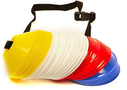 GSi Mini Cones for Sports - 40 Pack - 5Inch Diameter for Better Space Utilization - Comes with Shoulder Strap - for Agility Training Drills