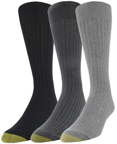 Gold Toe Men's Classic Canterbury Crew Dress Socks, 3-Pairs, Grey Heather, Large (Pack of 3)