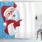 ABAKUHAUS Weihnachten Duschvorhang, Winter-Schnee-Saison Weihnachts, Stoffliches Gewebe Badezimmerdekorationsset mit Haken, 175 x 180 cm, Vermilion Blau Weiß