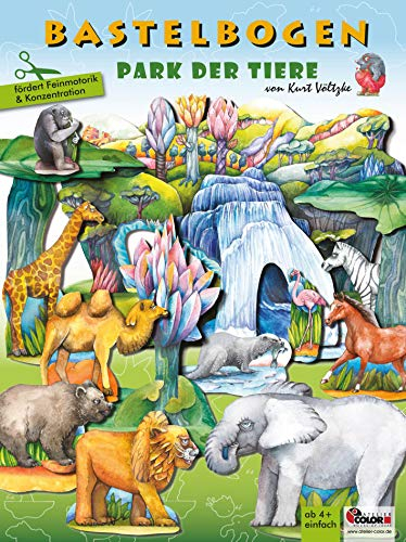 Atelier Color Park der Tiere Bastelbogen: 3D bespielbare Landschaft mit Tieren zum Basteln für Kinder ab 4+