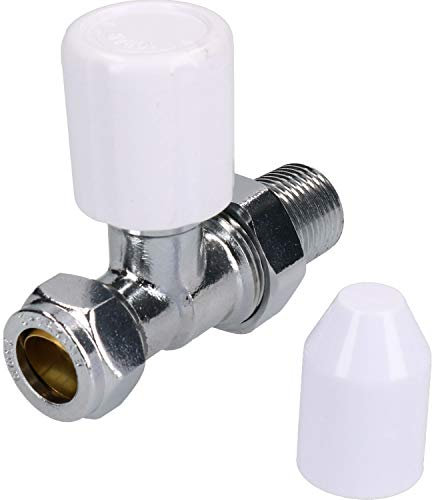 15mm Chrome-Plated Inline Brass Radiator Valve Straight Adjustable Lockshield BS864/2